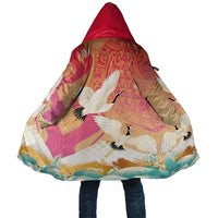 Hawaiian and Japanese Culture Together Cloak Kakau Art Tattoo with Cranes and Sakura Spring Vibe - Polynesian Pride