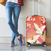 Hawaiian and Japanese Culture Together Luggage Cover Kakau Art Tattoo with Cranes and Sakura Spring Vibe LT03 - Polynesian Pride