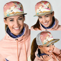 Hawaiian and Japanese Culture Together Mesh Trucker Cap Kakau Art Tattoo with Cranes and Sakura Spring Vibe LT03 - Polynesian Pride