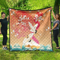 Hawaiian and Japanese Culture Together Quilt Kakau Art Tattoo with Cranes and Sakura Spring Vibe LT03 - Polynesian Pride