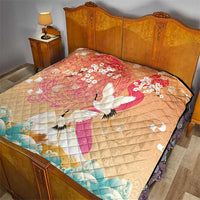 Hawaiian and Japanese Culture Together Quilt Kakau Art Tattoo with Cranes and Sakura Spring Vibe LT03 - Polynesian Pride