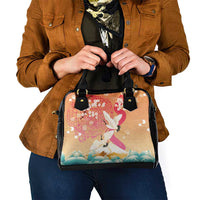 Hawaiian and Japanese Culture Together Shoulder Handbag Kakau Art Tattoo with Cranes and Sakura Spring Vibe LT03 - Polynesian Pride