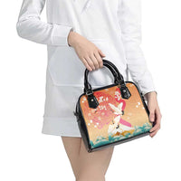 Hawaiian and Japanese Culture Together Shoulder Handbag Kakau Art Tattoo with Cranes and Sakura Spring Vibe LT03 - Polynesian Pride