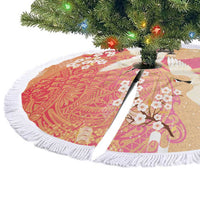 Hawaiian and Japanese Culture Together Tree Skirt Kakau Art Tattoo with Cranes and Sakura Spring Vibe LT03 - Polynesian Pride
