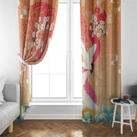 Hawaiian and Japanese Culture Together Window Curtain Kakau Art Tattoo with Cranes and Sakura Spring Vibe LT03 - Polynesian Pride