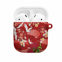 Hawaiian and Japanese Culture Together AirPods Case Red Ohia Lehua Plumeria and Sakura Blooming LT03 Red - Polynesian Pride
