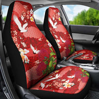 Hawaiian and Japanese Culture Together Car Seat Cover Red Ohia Lehua Plumeria and Sakura Blooming LT03 - Polynesian Pride