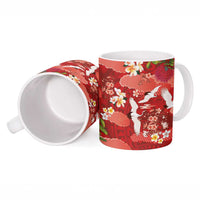 Hawaiian and Japanese Culture Together Ceramic Mug Red Ohia Lehua Plumeria and Sakura Blooming LT03 - Polynesian Pride