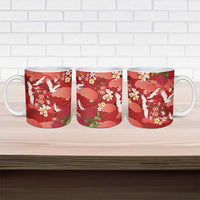 Hawaiian and Japanese Culture Together Ceramic Mug Red Ohia Lehua Plumeria and Sakura Blooming LT03 - Polynesian Pride