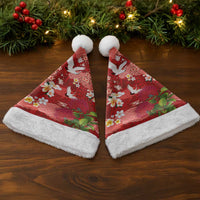 Hawaiian and Japanese Culture Together Christmas Santa Hat Red Ohia Lehua Plumeria and Sakura Blooming LT03 - Polynesian Pride