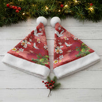 Hawaiian and Japanese Culture Together Christmas Santa Hat Red Ohia Lehua Plumeria and Sakura Blooming LT03 - Polynesian Pride