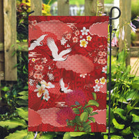 Hawaiian and Japanese Culture Together Garden Flag Red Ohia Lehua Plumeria and Sakura Blooming LT03 Garden Flag Red - Polynesian Pride