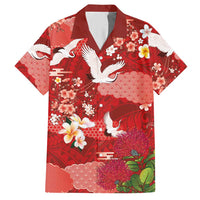Hawaiian and Japanese Culture Together Hawaiian Shirt Red Ohia Lehua Plumeria and Sakura Blooming LT03 Red - Polynesian Pride