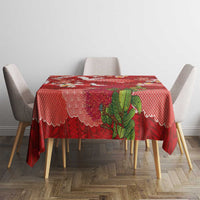 Hawaiian and Japanese Culture Together Tablecloth Red Ohia Lehua Plumeria and Sakura Blooming LT03 - Polynesian Pride