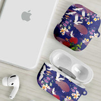 Hawaiian and Japanese Culture Together AirPods Case Blue Ohia Lehua Plumeria and Sakura Blooming LT03 - Polynesian Pride