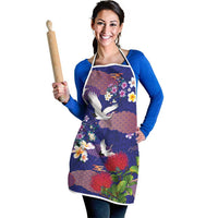 Hawaiian and Japanese Culture Together Apron Blue Ohia Lehua Plumeria and Sakura Blooming LT03 - Polynesian Pride