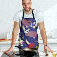 Hawaiian and Japanese Culture Together Apron Blue Ohia Lehua Plumeria and Sakura Blooming LT03 - Polynesian Pride
