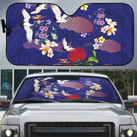 Hawaiian and Japanese Culture Together Auto Sun Shade Blue Ohia Lehua Plumeria and Sakura Blooming LT03 Blue - Polynesian Pride