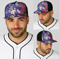 Hawaiian and Japanese Culture Together Baseball Net Cap Blue Ohia Lehua Plumeria and Sakura Blooming LT03 - Polynesian Pride