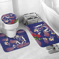Hawaiian and Japanese Culture Together Bathroom Set Blue Ohia Lehua Plumeria and Sakura Blooming LT03 Mat Set Only (3 pcs) One Size Blue - Polynesian Pride