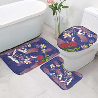 Hawaiian and Japanese Culture Together Bathroom Set Blue Ohia Lehua Plumeria and Sakura Blooming LT03 - Polynesian Pride