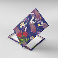 Hawaiian and Japanese Culture Together Canvas Wall Art Blue Ohia Lehua Plumeria and Sakura Blooming LT03 With Frame Blue - Polynesian Pride
