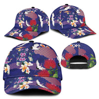 Hawaiian and Japanese Culture Together Classic Cap Blue Ohia Lehua Plumeria and Sakura Blooming LT03 - Polynesian Pride