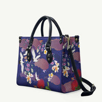 Hawaiian and Japanese Culture Together Leather Bag Blue Ohia Lehua Plumeria and Sakura Blooming LT03 Blue - Polynesian Pride