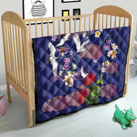 Hawaiian and Japanese Culture Together Quilt Blue Ohia Lehua Plumeria and Sakura Blooming LT03 - Polynesian Pride