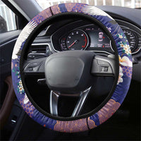 Hawaiian and Japanese Culture Together Steering Wheel Cover Blue Ohia Lehua Plumeria and Sakura Blooming LT03 - Polynesian Pride