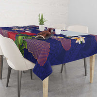 Hawaiian and Japanese Culture Together Tablecloth Blue Ohia Lehua Plumeria and Sakura Blooming LT03 - Polynesian Pride
