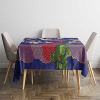 Hawaiian and Japanese Culture Together Tablecloth Blue Ohia Lehua Plumeria and Sakura Blooming LT03 - Polynesian Pride