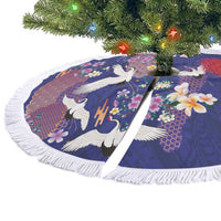 Hawaiian and Japanese Culture Together Tree Skirt Blue Ohia Lehua Plumeria and Sakura Blooming LT03 - Polynesian Pride