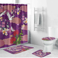 Hawaiian and Japanese Culture Together Bathroom Set Purple Ohia Lehua Plumeria and Sakura Blooming LT03 Bathroom Set (4 pcs) Purple - Polynesian Pride