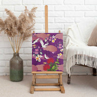 Hawaiian and Japanese Culture Together Canvas Wall Art Purple Ohia Lehua Plumeria and Sakura Blooming LT03 - Polynesian Pride