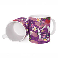 Hawaiian and Japanese Culture Together Ceramic Mug Purple Ohia Lehua Plumeria and Sakura Blooming LT03 - Polynesian Pride