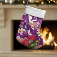 Hawaiian and Japanese Culture Together Christmas Stocking Purple Ohia Lehua Plumeria and Sakura Blooming LT03 Set of 2 Purple - Polynesian Pride