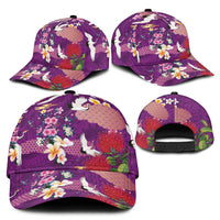 Hawaiian and Japanese Culture Together Classic Cap Purple Ohia Lehua Plumeria and Sakura Blooming LT03 - Polynesian Pride