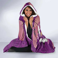 Hawaiian and Japanese Culture Together Hooded Blanket Purple Ohia Lehua Plumeria and Sakura Blooming LT03 - Polynesian Pride