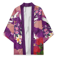 Hawaiian and Japanese Culture Together Kimono Purple Ohia Lehua Plumeria and Sakura Blooming LT03 Unisex Purple - Polynesian Pride