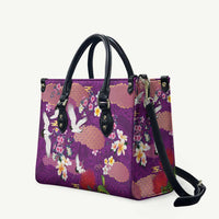 Hawaiian and Japanese Culture Together Leather Bag Purple Ohia Lehua Plumeria and Sakura Blooming LT03 Purple - Polynesian Pride