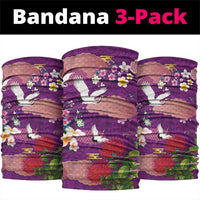 Hawaiian and Japanese Culture Together Neck Gaiter Purple Ohia Lehua Plumeria and Sakura Blooming LT03 package One Size: 25*50cm Purple - Polynesian Pride