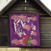 Hawaiian and Japanese Culture Together Quilt Purple Ohia Lehua Plumeria and Sakura Blooming LT03 - Polynesian Pride