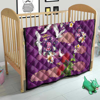 Hawaiian and Japanese Culture Together Quilt Purple Ohia Lehua Plumeria and Sakura Blooming LT03 - Polynesian Pride