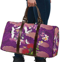 Hawaiian and Japanese Culture Together Travel Bag Purple Ohia Lehua Plumeria and Sakura Blooming LT03 - Polynesian Pride