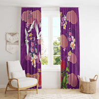 Hawaiian and Japanese Culture Together Window Curtain Purple Ohia Lehua Plumeria and Sakura Blooming LT03 - Polynesian Pride