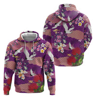 Hawaiian and Japanese Culture Together Zip Hoodie Purple Ohia Lehua Plumeria and Sakura Blooming LT03 - Polynesian Pride