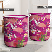 Hawaiian and Japanese Culture Together Laundry Basket Pink Ohia Lehua Plumeria and Sakura Blooming LT03 - Polynesian Pride