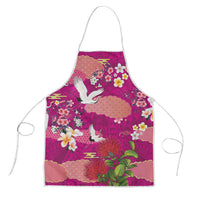 Hawaiian and Japanese Culture Together Apron Pink Ohia Lehua Plumeria and Sakura Blooming LT03 Pink - Polynesian Pride