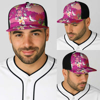 Hawaiian and Japanese Culture Together Baseball Net Cap Pink Ohia Lehua Plumeria and Sakura Blooming LT03 - Polynesian Pride